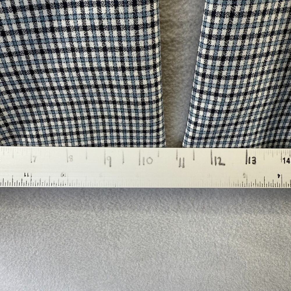 Vintage 70s Slacks Men's 33x31 Blue White Houndstooth Flared Wide leg Rockabilly - Picture 5 of 10